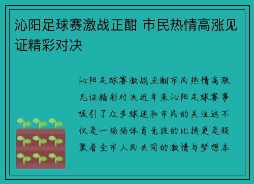 沁阳足球赛激战正酣 市民热情高涨见证精彩对决